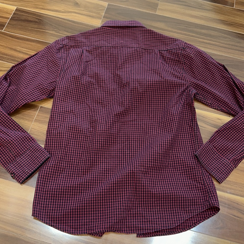Medium men’s 100% cotton plaid button down top Beverly Hills polo club - Picture 3 of 5